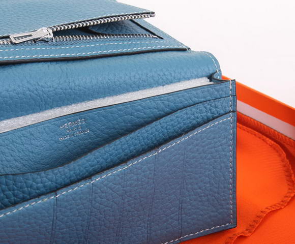 Cheap Fake Hermes Bearn Japonaise Bi-Fold A208 Blue - Click Image to Close